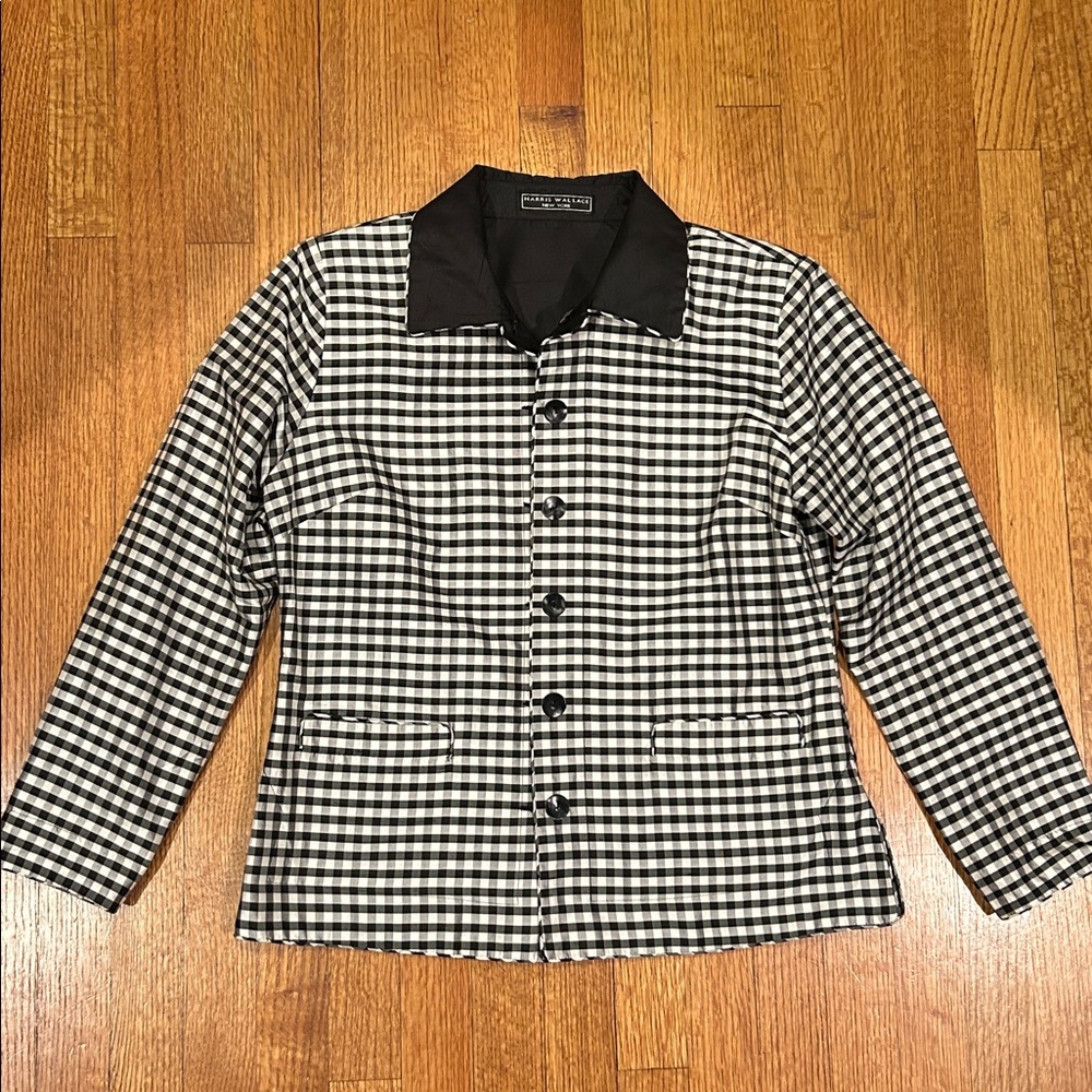 Harris Wallace Black Silk Reversible Jacket Size 8P - Picture 14 of 16